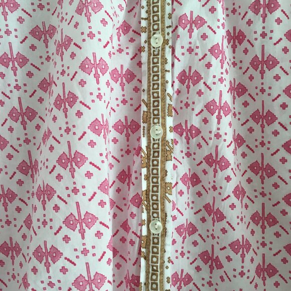 Sundance Pink and White Aztec Print Button-Up Blouse Size XL - Picture 4 of 9